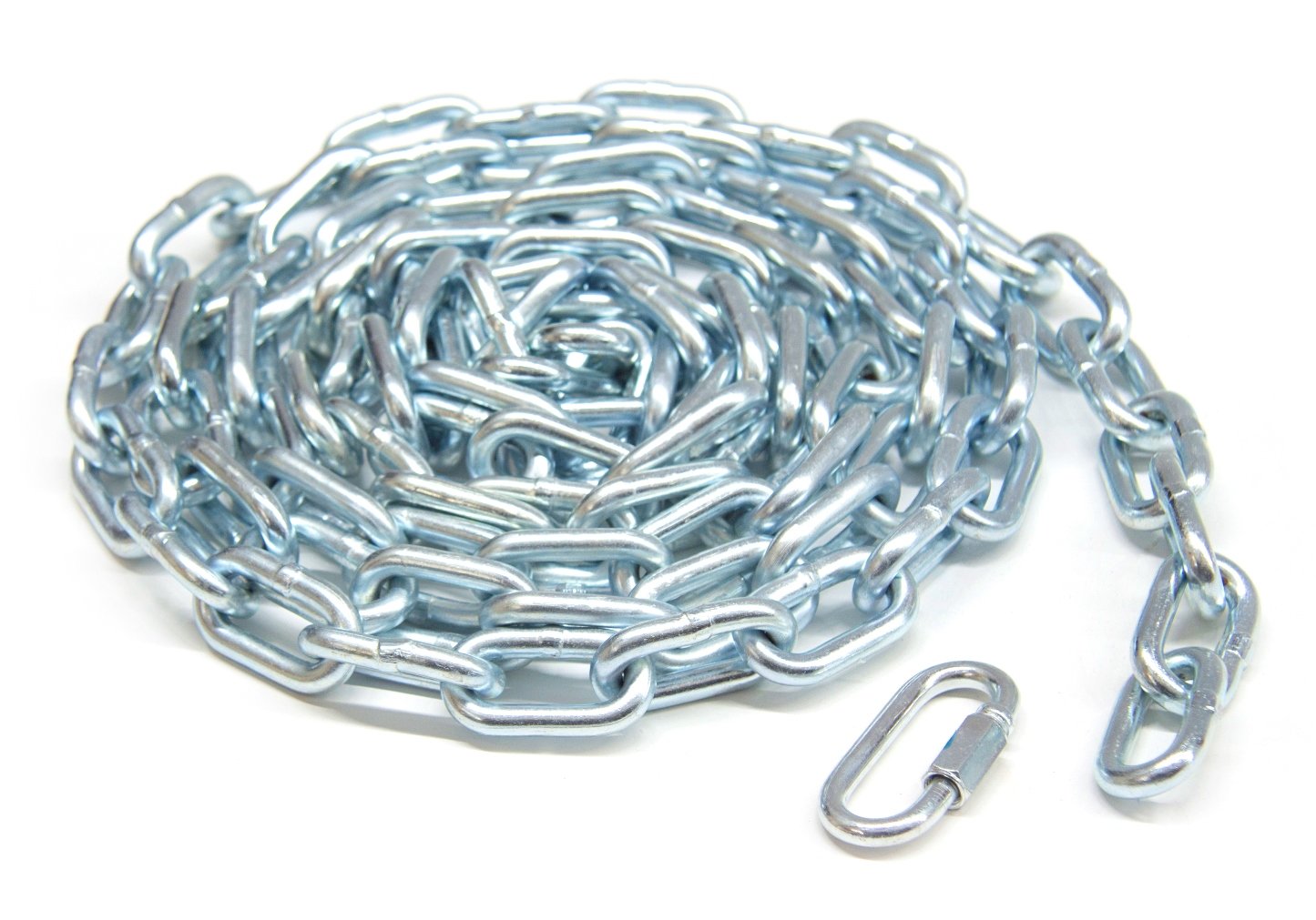 KingChain 519171 2/0 x 15 ft. Zinc-Plated Straight Link Coil Chain with 1/4-inch Quick Link, 520 lb. Safe Working Load, General Purpose Chain