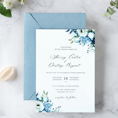 PONATIA 50 PCS A7 Envelopes, 5.25 x 7.25'' Matte Dusty Blue Envelopes For 5x7'' Weddings Invitation Cards, Christmas Gift Cards, Acrylic Invitations, Photos and Any 5x7" Inserts