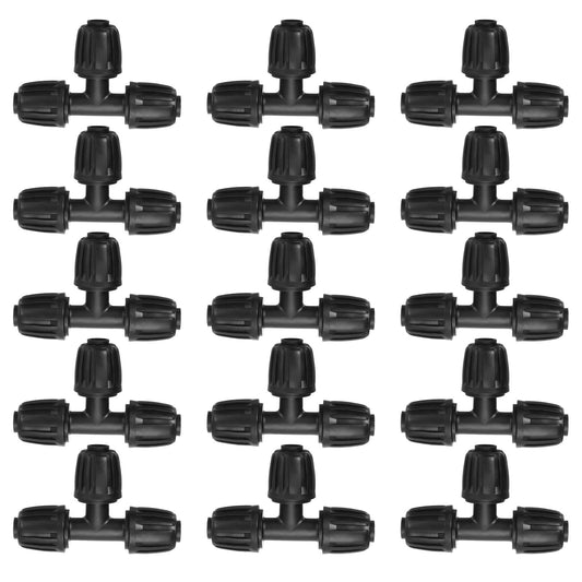 uxcell 15Pcs 1/2" Drip Irrigation Fittings Lock Barbed Tee Connectors for 1/2 Inch Tubing (16mm OD) Drip Tubing Barbed Connectors for Irrigation Tubing