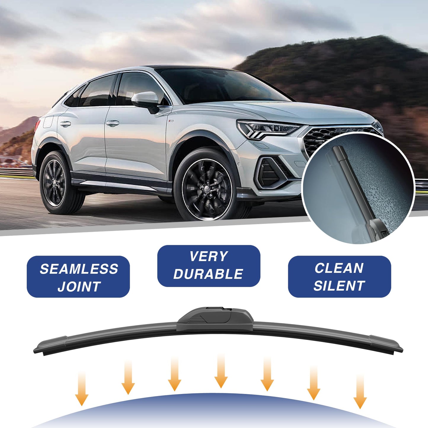 22 Inch Wiper Blades 2 Pack Windshield Wiper Blades Replacement for 2012-2023 Ford F-150/F-250/F-350;2008-2021 Expedition,Original Equipment Replacement Windshield Wiper Blades(22"+22",U/J Hook)