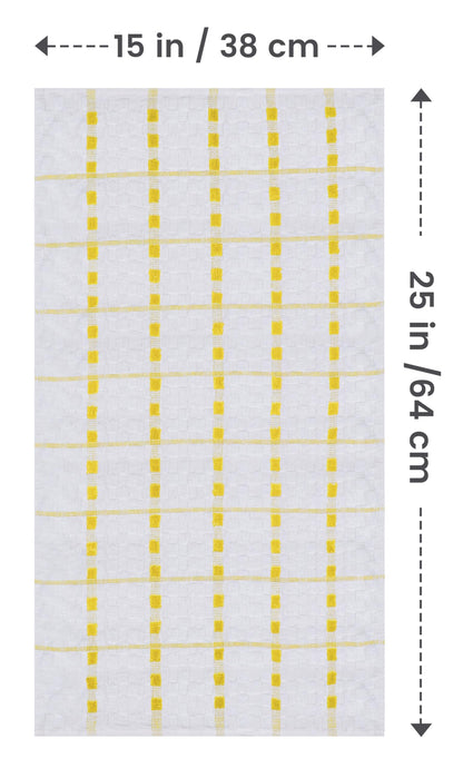 Utopia Towels Kitchen Towels, 12 Pack, 15 by 25 Inches, Dobby Weave, 100% Ring Spun Cotton, Super Soft and Absorbent Dish, Tea, and Bar Towels, Yellow