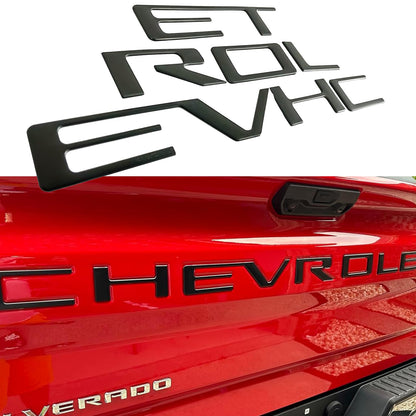 CHRSHN Tailgate Insert Letters Compatible with Chevy Silverado 2019 2020 2021 2022 2023 2024 2025 2026 3D Emblems Badge with Strong Adhesive Matte Black