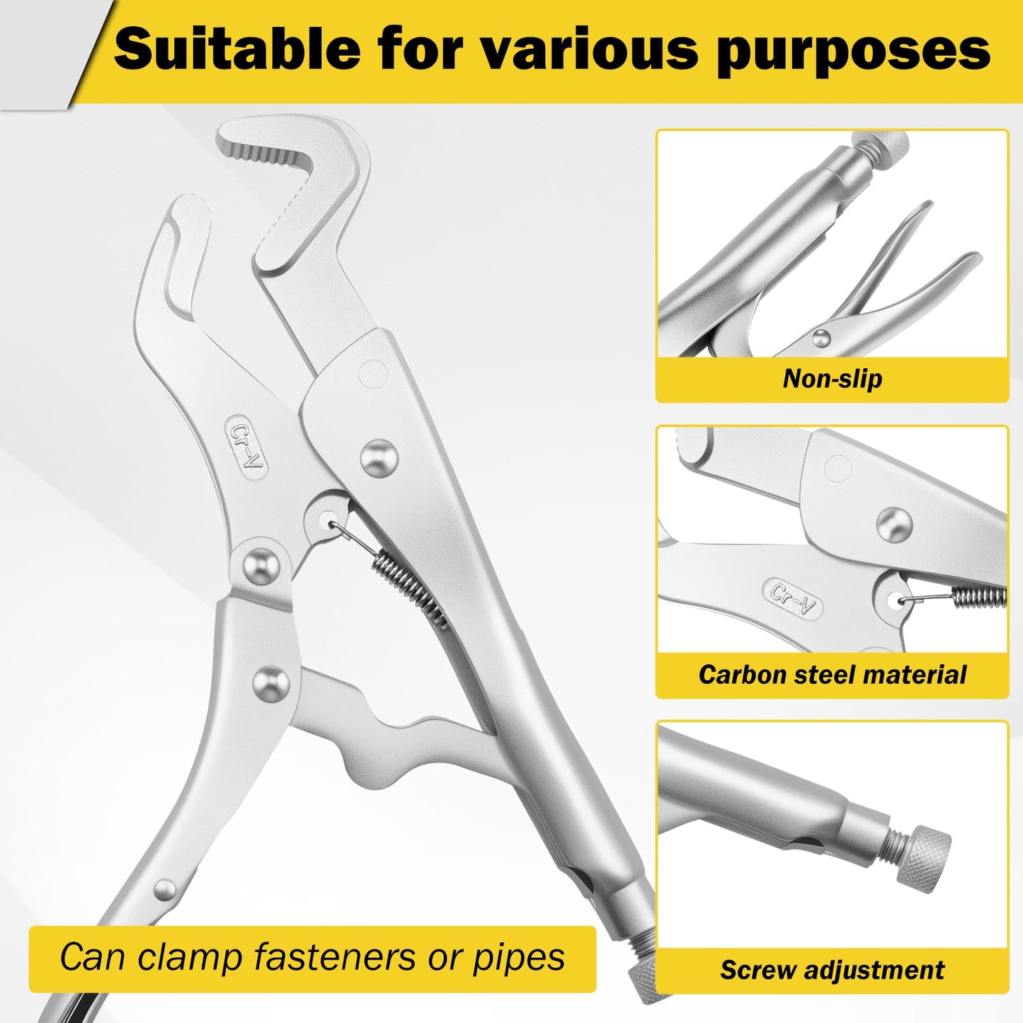 Vice Grip Pliers, Parrot Plier,8.26-inch Curved Jaw Locking Pliers with Wire Cutter,Stee Multi Functional Adjustable Vise for Welding,Automotive Tools Electrical Connector,Pipe Clip Repair Workshop