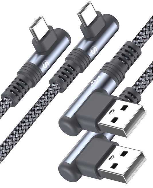 USB C Charging Cable [2-Pack,6ft+10ft],Sweguard Fast Charger Cord with 90-Degree Right-Angled Type C Charging Nylon for i Phone 17 16 15 Pro Max,Samsung S26/S25/S24/S23/S22 to S10,A71/A54/A51,Note20