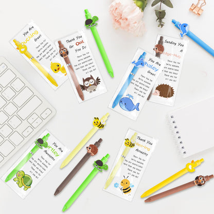UgyDuky Employee Appreciation Gifts Bulk, 30 Pack Inspirational Animal Ballpoint Pens with Thank You Cards, Funny Wordplay Pens Gift for Coworkers Teachers