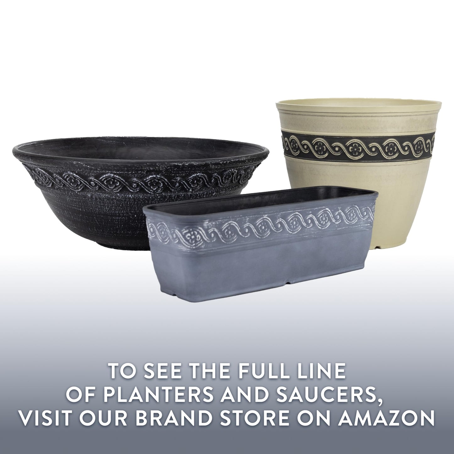 Corinthian Bowl 12" Planter, Ivory Ash