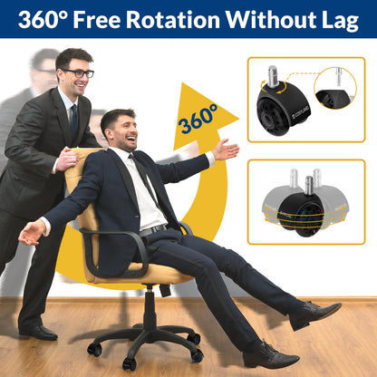 COSYLAND Office Chair Wheels Replacement - Rubber Chair casters for Hardwood Floors and Carpet, Set of 5, Heavy Duty Office Chair casters for Chairs to Replace Black