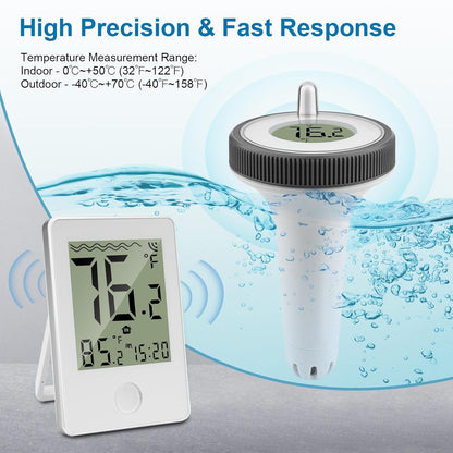 Pool Thermometer Floating Easy Read,Pool Temperature Thermometer Floating, Large Screen Digital Wireless Pool Thermometer Waterproof, Floating Pools Thermometers for Swimming Pools/Fish Tank/Hot Tubs