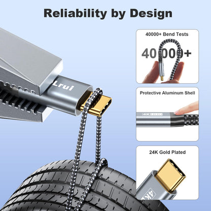 USB C to USB C Monitor Cable [6ft 2Pack], 4K UHD Video Output, 20Gbps Data Transfer, 100W PD Fast Charging USB 3.2 Gen 2x2 Cord for iPhone 16/15, MacBook Pro, Galaxy S22/S21, Portable Monitor