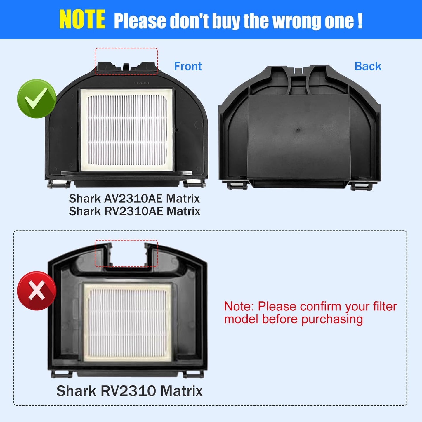 RV2310AE Replacement Parts for Shark AV2310AE/RV2320S/UR2350AE Matrix Robot Vacuum Cleaner,1 Main Brush Roller, 6 Side Brushes, 2 HEPA Filters, 2 Foam Filters(Not for RV2300/RV2310)