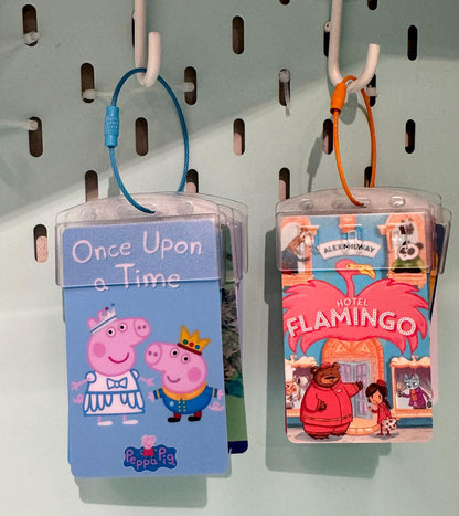 40 Pack Half Card Badge Holder for Yoto Cards 12 Ring Loops Removable Card Holder with Grippers Kids Portable Travel Carrier Card Organizer Storage Yoto Player and Mini Cards