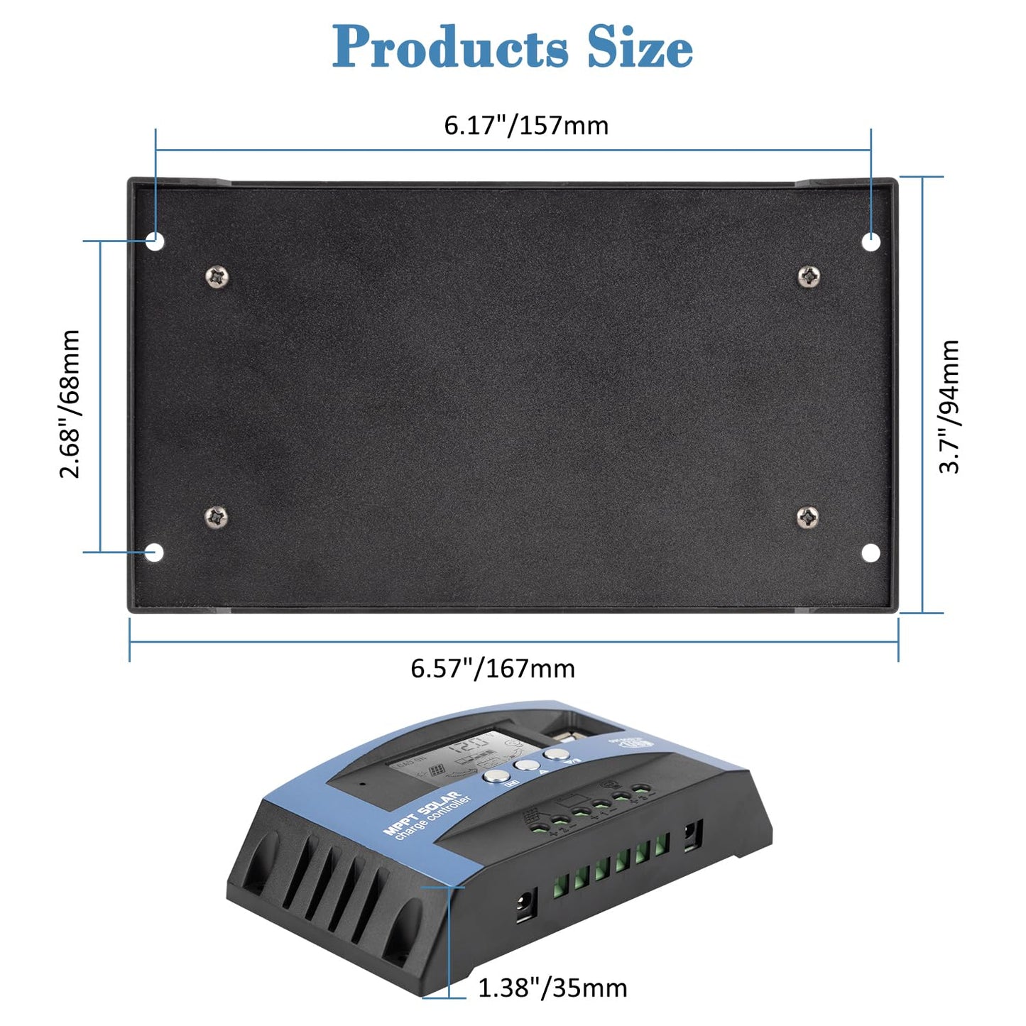 30A MPPT Solar Panel Charging Controller, 12V/24V Auto Solar Battery Charger Controller with LCD Display, Dual USB Port and Timer Setting ON/Off Hours
