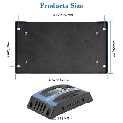 30A MPPT Solar Panel Charging Controller, 12V/24V Auto Solar Battery Charger Controller with LCD Display, Dual USB Port and Timer Setting ON/Off Hours