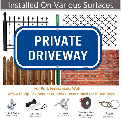 2-Pack Private Driveway,Yuntarda 12"X6" Heavy 0.40 Aluminum Rust Free Sign Professional Printing UV Protected Weatherproof Indoor or Outdoor Use