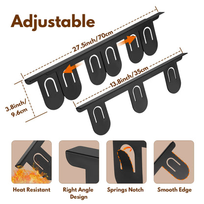 RECAPS Stainless Steel Extendable Stove Gap Covers Fliter 13.8"to 27.5"in, Stove Side Gap Covers for Kitchen, Heat Resistant Oven Crack Guard for Counter (2 Packs，Black）