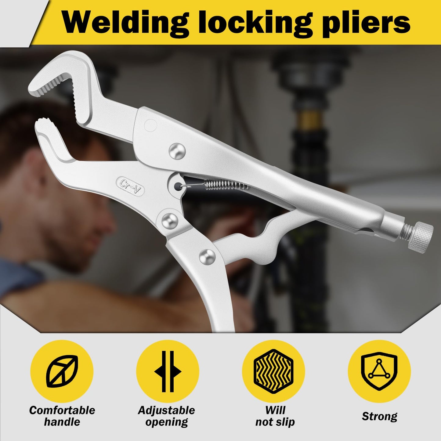Vice Grip Pliers, Parrot Plier,8.26-inch Curved Jaw Locking Pliers with Wire Cutter,Stee Multi Functional Adjustable Vise for Welding,Automotive Tools Electrical Connector,Pipe Clip Repair Workshop