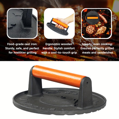 SanKonfu Bacon Press 2.5 lb Heavy Weight Cast Iron Burger Smasher Tool for Griddle,Grill,Skillet,Hamburger,Steak,Patty,BBQ,Sausage,Sandwich Maker,7.2 inch Round