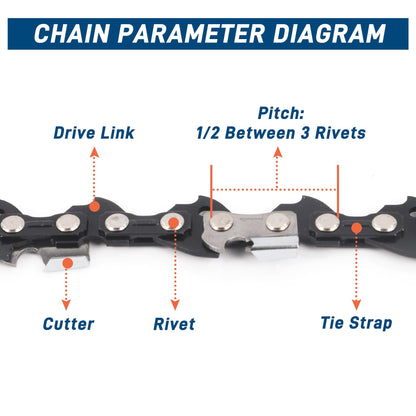SawWorks 3-Pack 18 Inch Chainsaw Chain, 3/8" LP Pitch .050" Gauge 62 Drive Links Fits EGO CS1800, CS1804, Poulan Pro PR4218, 581562301, Oregon S62, CS1500, DEWALT and More