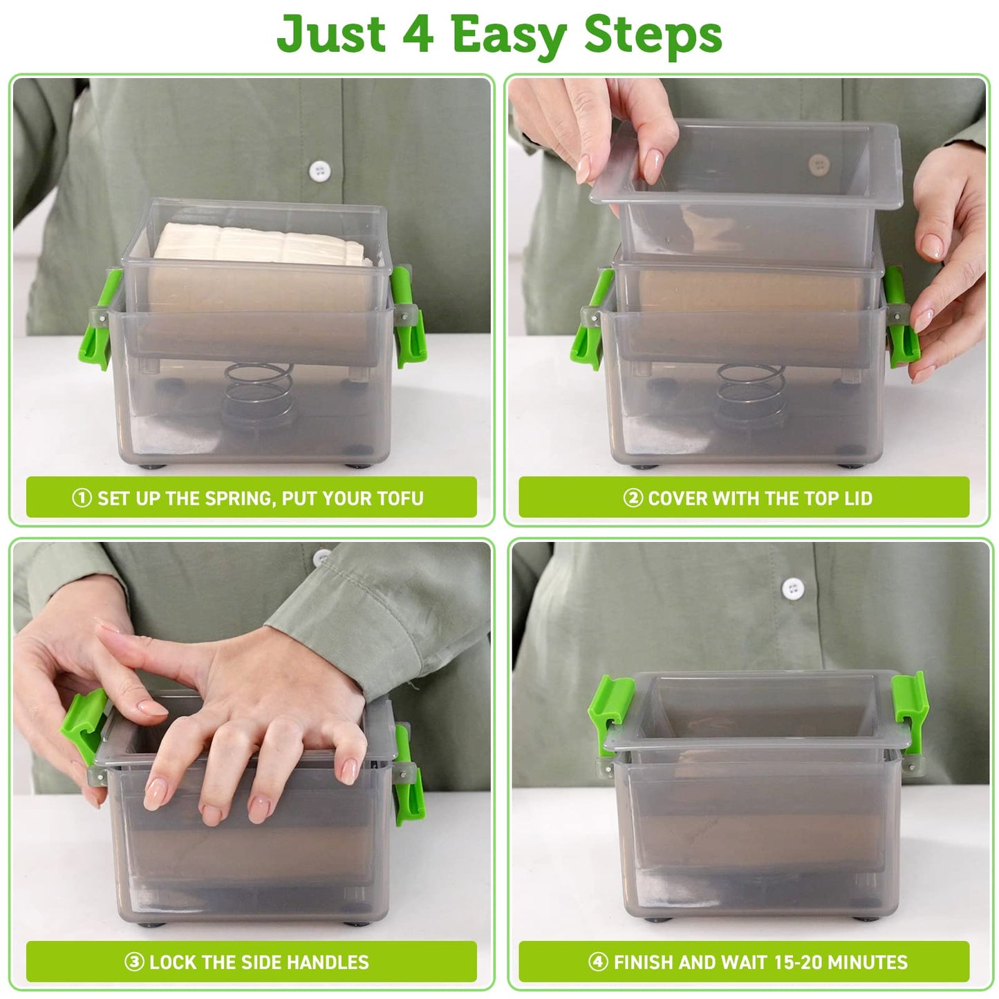 Tofu Press, Easily Remove Water from Tofu in 15-20 Minutes, Tofu Squeezer Dishwasher Safe, Tofu Drainer and Strainer, Paneer Maker BPA Free