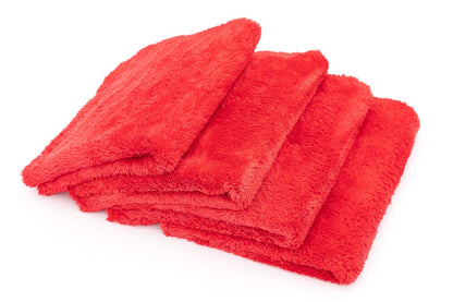 The Rag Company - Eagle Edgeless 500 - Professional Korean 70/30 Blend Super Plush Microfiber Detailing Towels, 500GSM, 16in x 16in, Red (4-Pack)