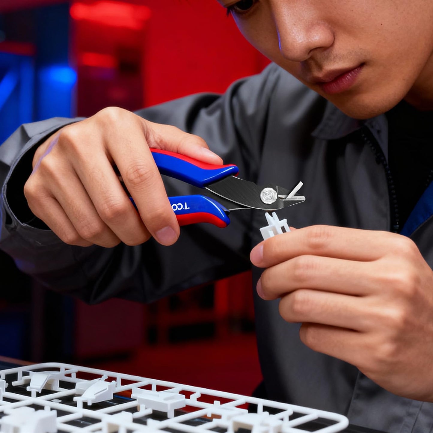 TOOLUTION 5 Pack Flush Wire Cutters - Small Diagonal Cut Pliers Side Cutter Snips Bulk - Micro Clippers for Cutting Zip Tie Plastic Model - Mini Nippers for Crafting Electrical Jewelry Making