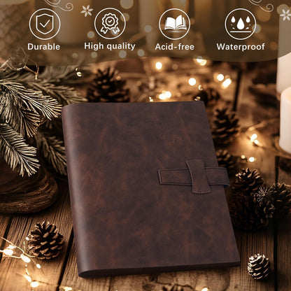Artmag Photo Album 4x6 200 Photos, Thick Leather Cover Picture Album with 30 PCS Kraft Writing Paper Holds 200 Horizontal Photos for Family Wedding Anniversary (Brown)