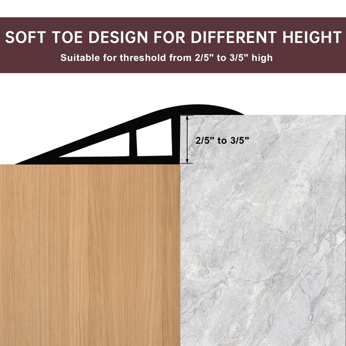 Floor Transition Strip Vinyl Door Threshold Flooring Transition Strip Self Adhesive Carpet Edging Strip for Laminate Doorway Edge Threshold from 2/5" to 3/5" (Coffee, 3.3 Ft)