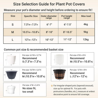 Dahey Jute Spliced Cotton Rope Plant Basket Modern Woven Storage Basket for 10" Floor Indoor Planter, Decorative Flower Pots Cover Laundry Bin with Handle Rustic Home Decor, White and Beige