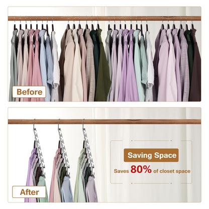 Sindax Space Saving Hangers for Closet Organizer - Sturdy Metal Hangers for Wardrobe Storage Organize, Clothes Hanger Space Saving Collapsible - 8 Pack