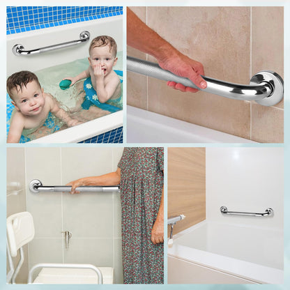 2 PCS Shower Grab Bar, 16 Inch Anti-Slip Bathroom Grab Bars Shower Handle, Chrome SUS 304 Stainless Steel Bath Safety Rail Support for Elderly, Injury, Pregnant