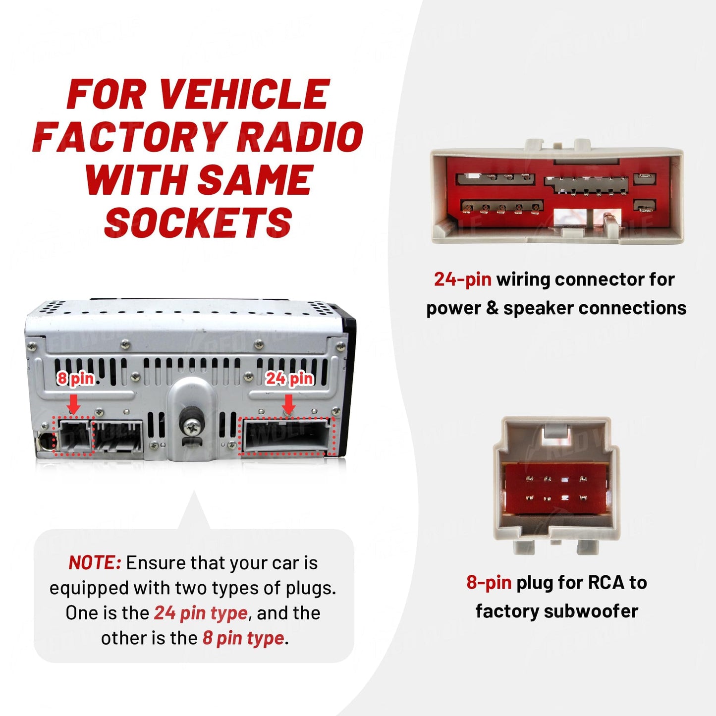 RED Wolf Radio Wiring w/Antenna Adapter RCA Input Replacement for Ford 2006-2012, Lincoln 2006-2010, Mercury 2006-2009 Aftermarket Stereo Install Wire Cable Harness with RCA Adapter Plug