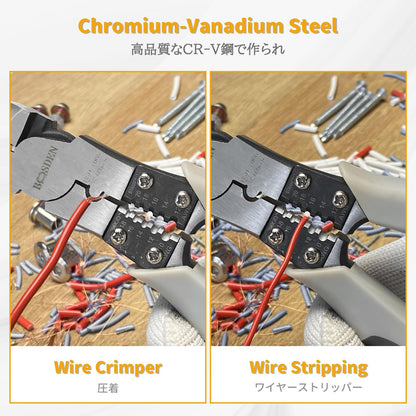 BOOSDEN Wire Cutters Heavy Duty with Wire Stripper Crimper,Diagonal Cutters,8 inch Side Cutters with a Belt Holster,Multi Function Professional Industrial High Leverage Diagonal Cutting Pliers Tool