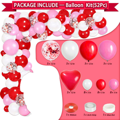 90Pcs Valentines Day Decor Kit, Happy Anniversary Decorations - 4 Pcs Balloon Boxes, Balloon Garland, Multi Decorations For Romantic Decors Special Night