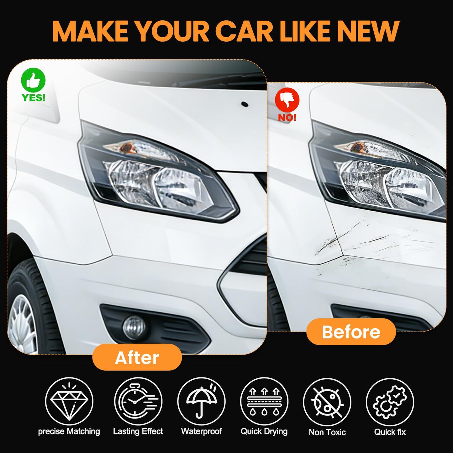 TOVIIEA Alpine White(300) Touch Up Paint Compatible with BMW,2-In-1 Car Scratch Remover Pen,Car Paint Scratch Repair Kit for Scratches,Chips & Nicks,2-PCS SET