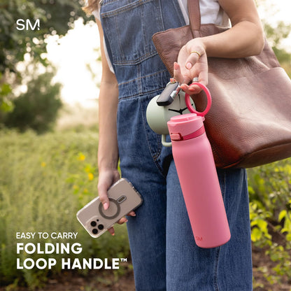 Simple Modern Mesa Loop Water Bottle with Straw | 24oz Cup Holder Friendly Insulated Stainless Steel Bottles for Travel, Sports and School | Velvet Pink