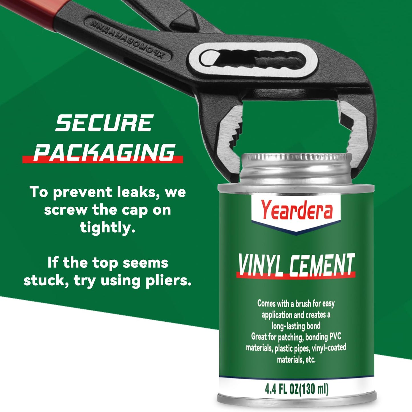 Vinyl Cement, High Strength Vinyl Glue, Waterproof PVC Cement, High Strength Pool Patch Repair Kit Underwater for a Variety of Inflatables, Pool Liners, Tarps, Hot Tubs, Air Mattresses(4.4oz)