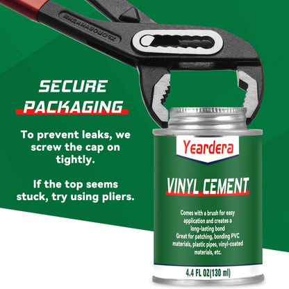 Vinyl Cement, High Strength Vinyl Glue, Waterproof PVC Cement, High Strength Pool Patch Repair Kit Underwater for a Variety of Inflatables, Pool Liners, Tarps, Hot Tubs, Air Mattresses(4.4oz)