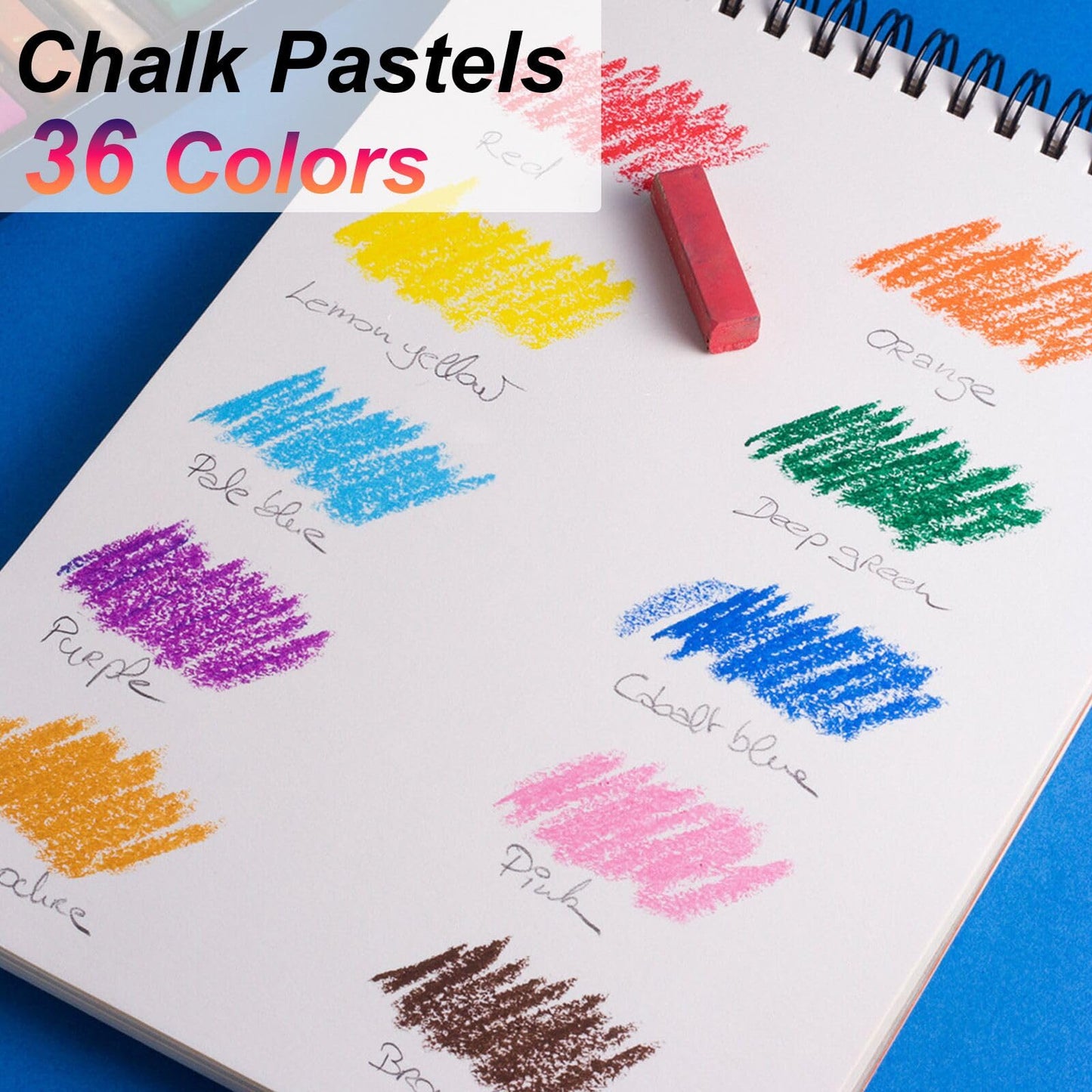 Dlicoda Soft Pastel Sticks, 36 Vibrant Colors Artist Chalk Sticks for Drawing, Blending, and Shading, Adult Art Supplies