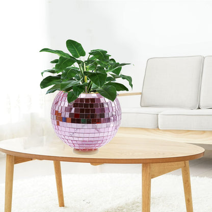 Vkinman 6 Inch Hanging Disco Ball Plant Hanger with Chain and Hook Mirror Disco Plant Holder Hanging Flower Plant Pot Home Decor