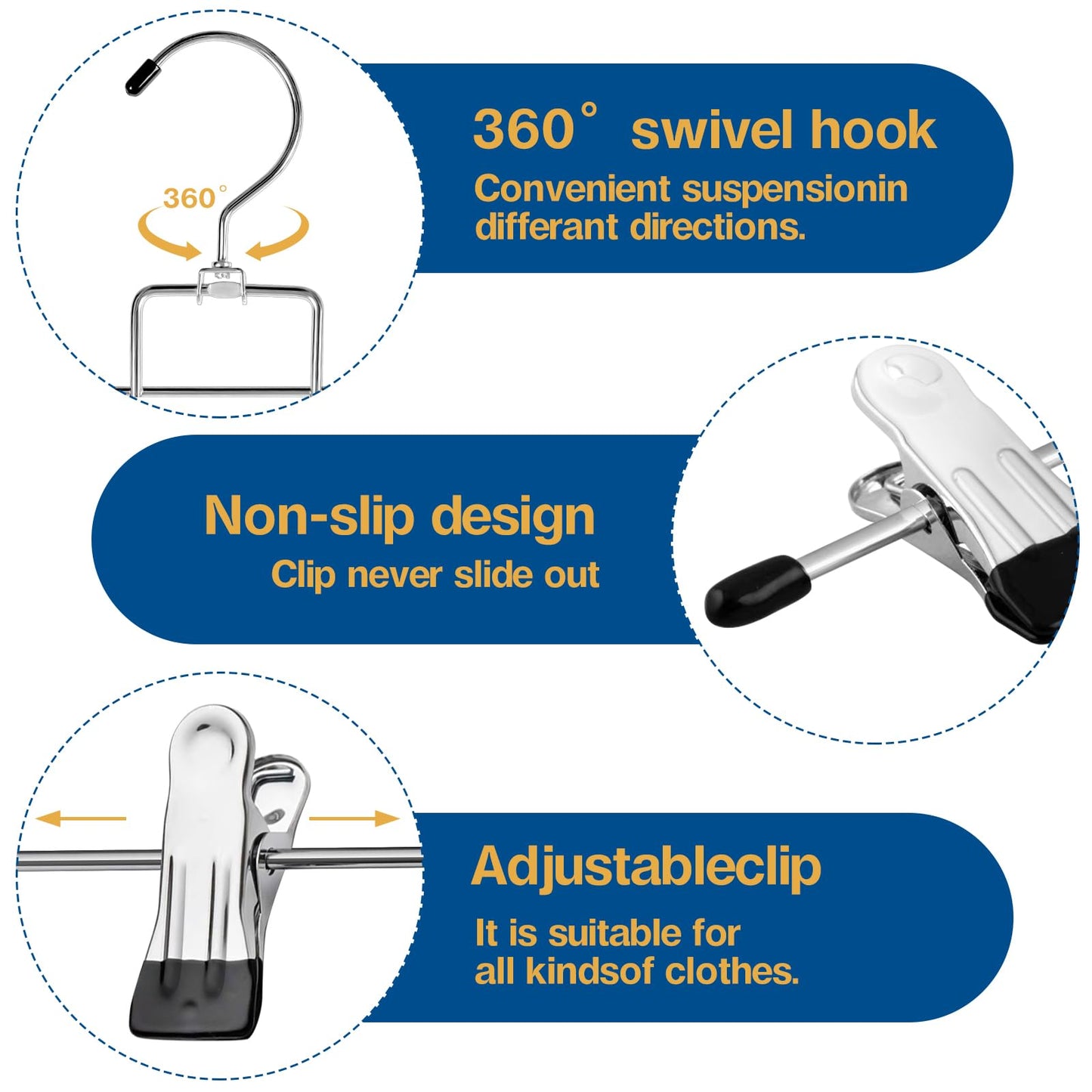 3 Piece Skirt Hanges Space Saving, Pants Hangers with Clips 5 Tier,Closet Organizers and Storager,Clothes Hanger Space Saver,Closet Organization for Skirt,Trousers,Jeans,Legging