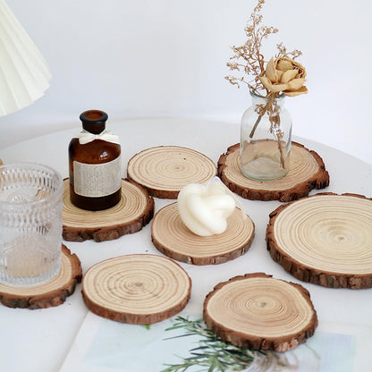 PLAZOTTA 40 Pcs Natural Wood Slices 3.5-4 Inches Unfinished Wood Craft Kit Round Discs Rustic Wedding Decoration for Arts and Crafts