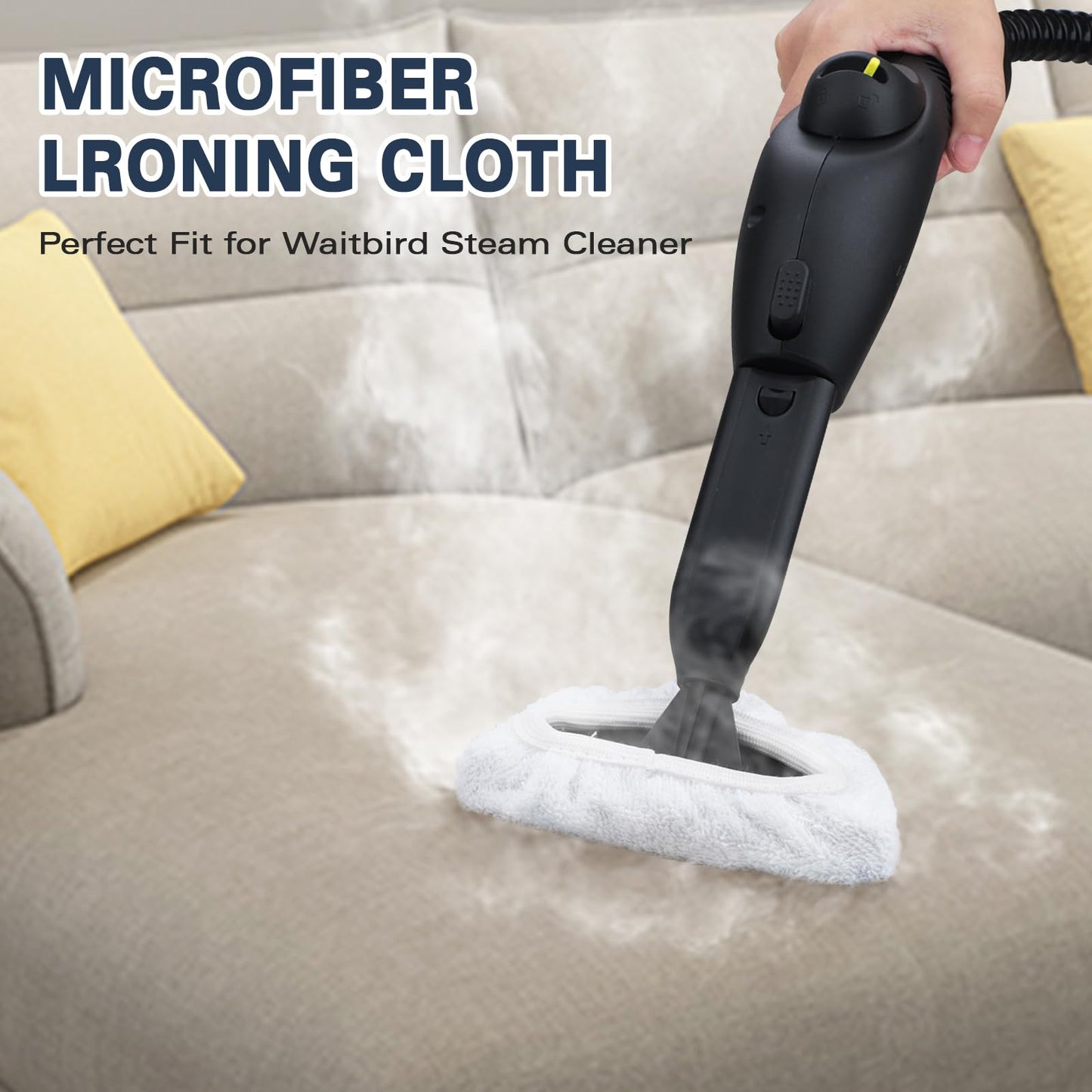 Waitbird 6 Pack Microfiber Mop Pads and 3 Pack Ironing Cloths Set Replacement, Compatible Steam Cleaner STC-EU168, Washable and Reusable