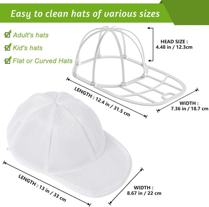 2 Pack Hat Washer Cage Hat Cleaner Hat Washer for Baseball Caps for Washing Machine or Dishwasher for Flat & Curved Hats… White