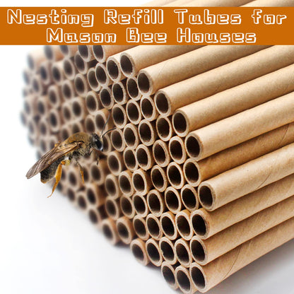 Benvo Mason Bee Tubes 6 Inches Nesting Refill Cardboard Tubes Bee House Paper Inserts Replacement Liners for Bee Hotels Bee Condo Mason Bee House Beekeeper Accessory(100 Pieces, 5/16 Inch Diameter)