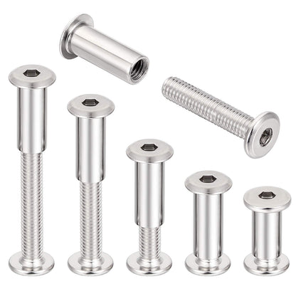 PGMJ 40 Pieces M6 Binding Screws Posts Rivet Socket Cap Connecting M6 Bolts Cap Nuts Assortment Kit for Baby Bed Furniture,Leather Saddles Purses Belt Repair,Scrapbook Photo Albums Binding (M6x30mm-D)