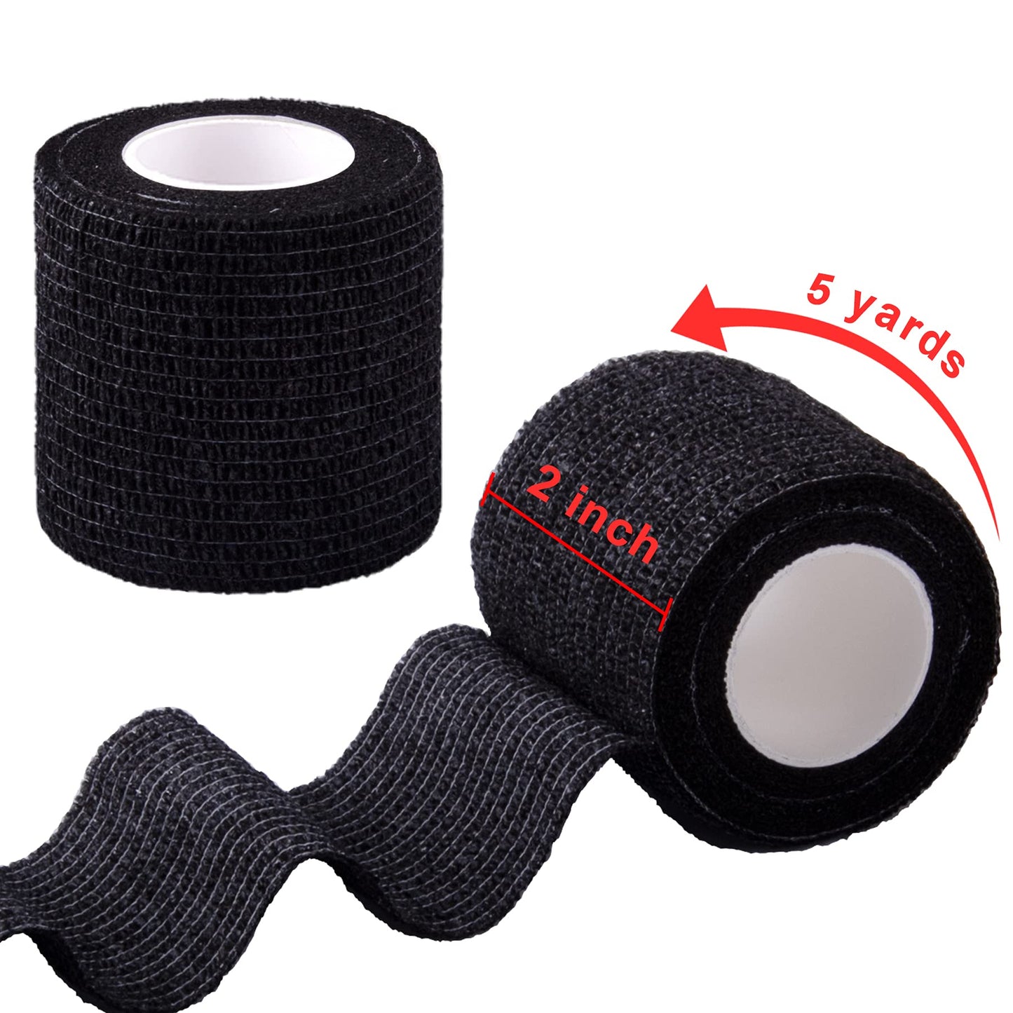 BQTQ 30 Rolls Self Adherent Cohesive Wrap Bandage 2” x 5 Yards Breathable Athletic Tape Stretch Wrap Roll Sports wrap Tape Adhesive for Wrist Ankle Swelling Sprains(Black Color)