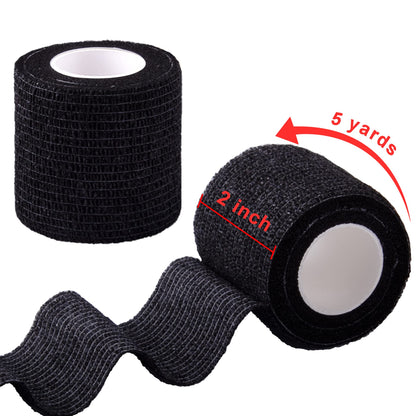 BQTQ 30 Rolls Self Adherent Cohesive Wrap Bandage 2” x 5 Yards Breathable Athletic Tape Stretch Wrap Roll Sports wrap Tape Adhesive for Wrist Ankle Swelling Sprains(Black Color)