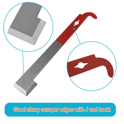 ZOENHOU 5 Pack 10.6 Inch Beehive Tool with J Hook, Frame Lifter and Scraper, Stainless Steel Beekeepers Supplies, Beekeeping Equipment, Red Handle