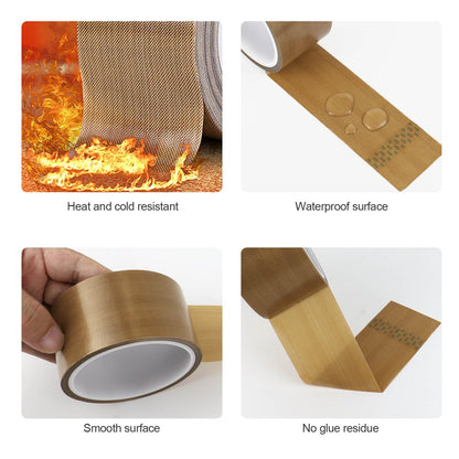 BOMEI PACK High Temperature PTFE Teflon Fabric Tape, PTFE Coated Fiberglass Adhesive Tape for Vacuum Sealer Machine, Hand Impulse Sealers Insulation, 0.18mm x 2inch x 33feet