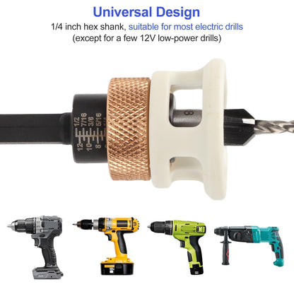 4PCS Countersink Drill Bit Set, Woodworking Countersink Drill Bit with Adjustable Depth Stop and Allen Wrenches, Quick Change Hex Shank Drill Bits Woodworking Tools 82-Degree Chamfer (A)